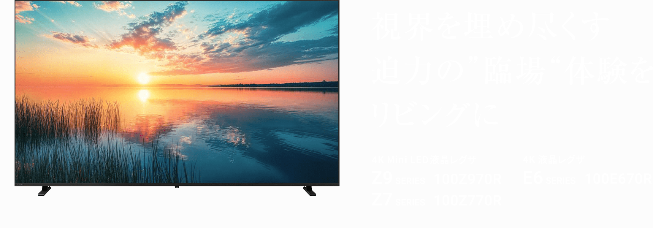 視界を埋め尽くす迫力の“臨場”体験をリビングに 4K Mini LED液晶レグザ Z9 SERIES 100Z970R Z7 SERIES 100Z770R 4K 液晶レグザ E6 SERIES 100E670R