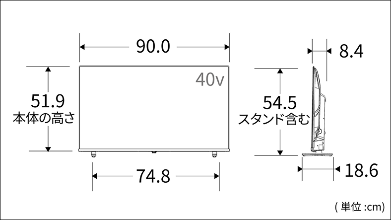 正面図_側面図_レグザ