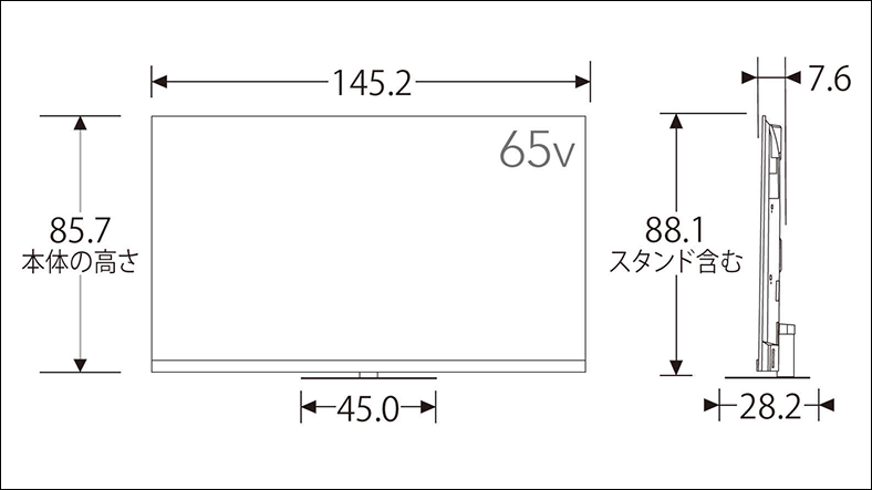 正面図_側面図_レグザ