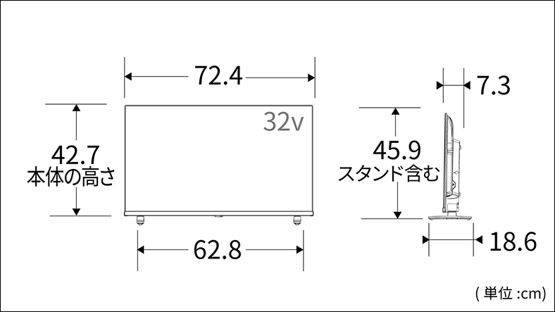 正面図_側面図_レグザ