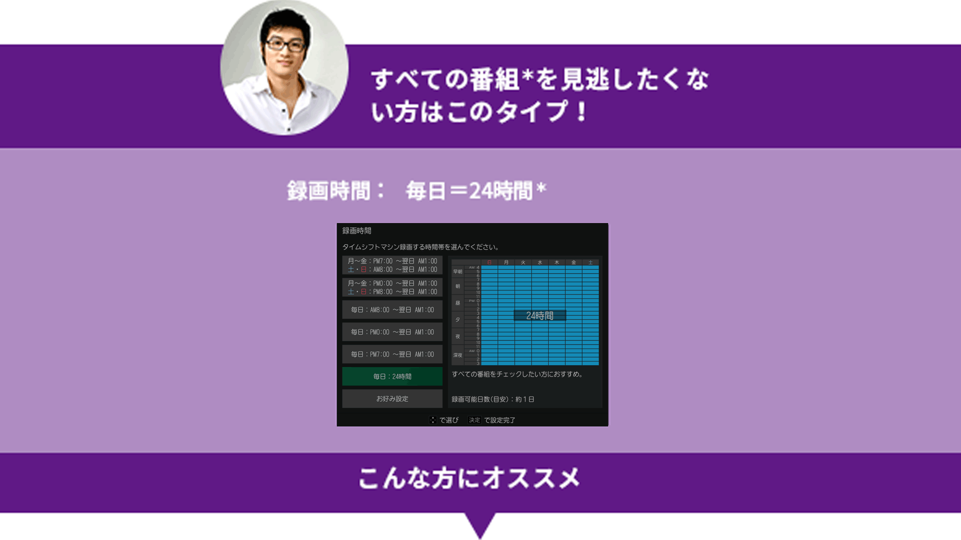 すべての番組*を見逃したくない方はこのタイプ！